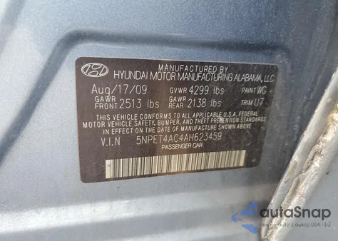 2010 Hyundai Sonata Gls from USA, damaged, VIN 5NPET4AC4AH623459